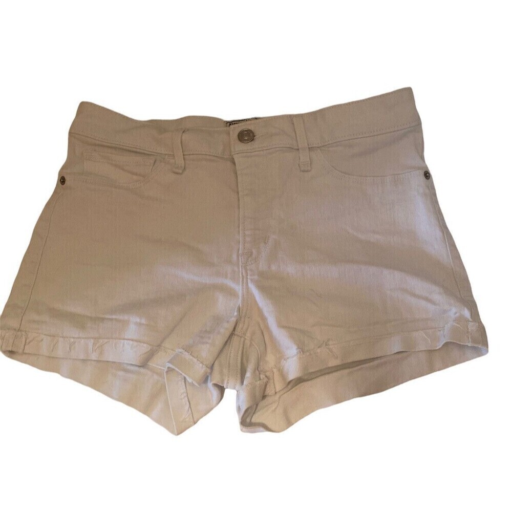 Abercrombie & Fitch Women's Short Size 27/4 White R Harper Low Rise Fray Hem